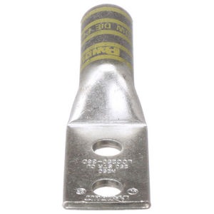 Long Barrel Lug, Yellow, 2-Hole, 250 kcmil, 4.09 in.