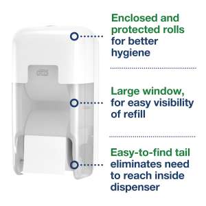 Tork, OptiServe 2-Roll Coreless, Coreless Bath Tissue Dispenser, White