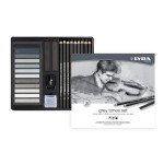 Lyra  Gray Tones Sketching Set Tin Artist Pencils & Pastels Assorted Colors 25 Pieces