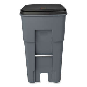 Rubbermaid Commercial, Rollout, 65 gal, Resin, Gray, Square, Receptacle
