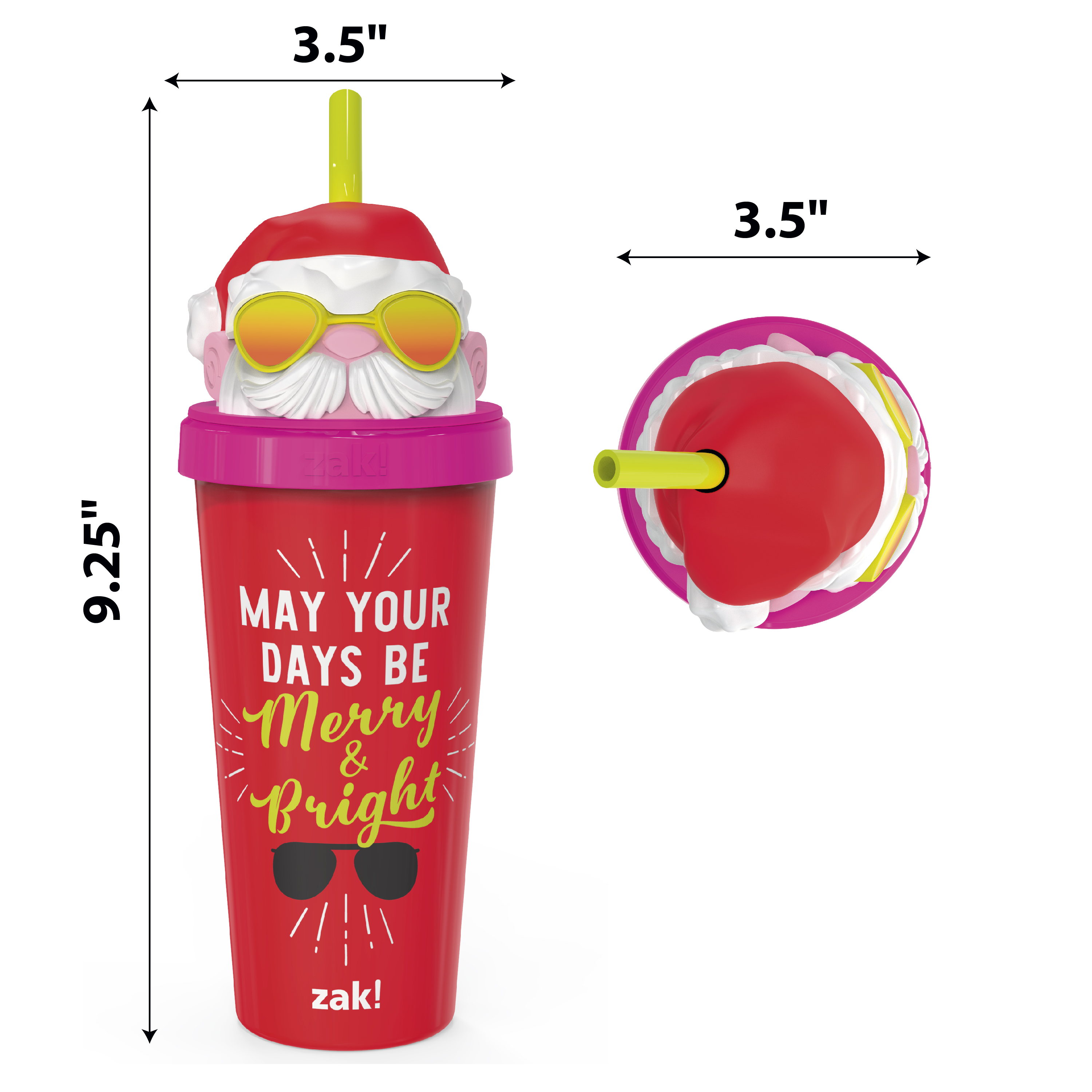 Zak Holiday 18 ounce Reusable Plastic Tumbler, Santa slideshow image 3 Zak Holiday 18 ounce Reusable Plastic Tumbler, Santa slideshow image 3