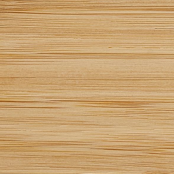 Light bamboo-like wood panel, horizontal fine grain and shallow grooves across the surface; displaying regular layered striations; close-up view with even, neutral lighting and no other objects.