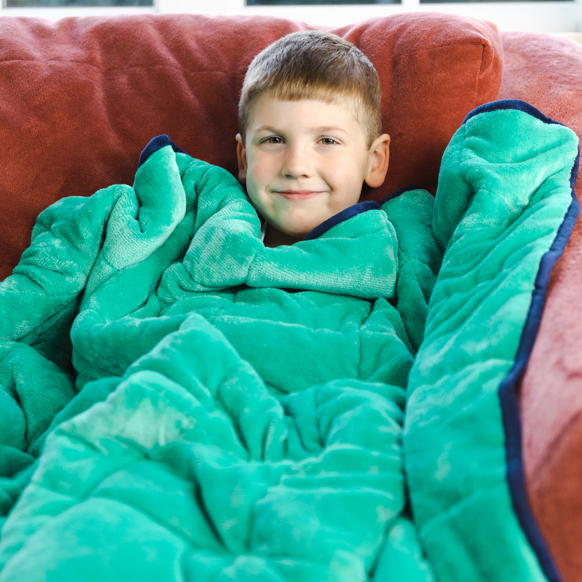 Bouncyband Soft Fleece Weighted 7lb Small Sensory Blanket for Kids, 56" x 36" image number null