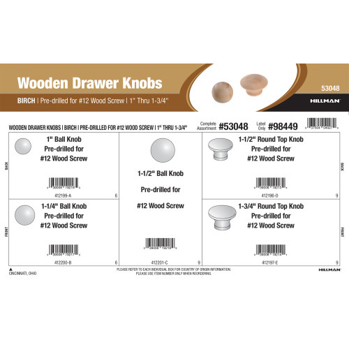 Birch Wooden Drawer Knobs Assortment (1