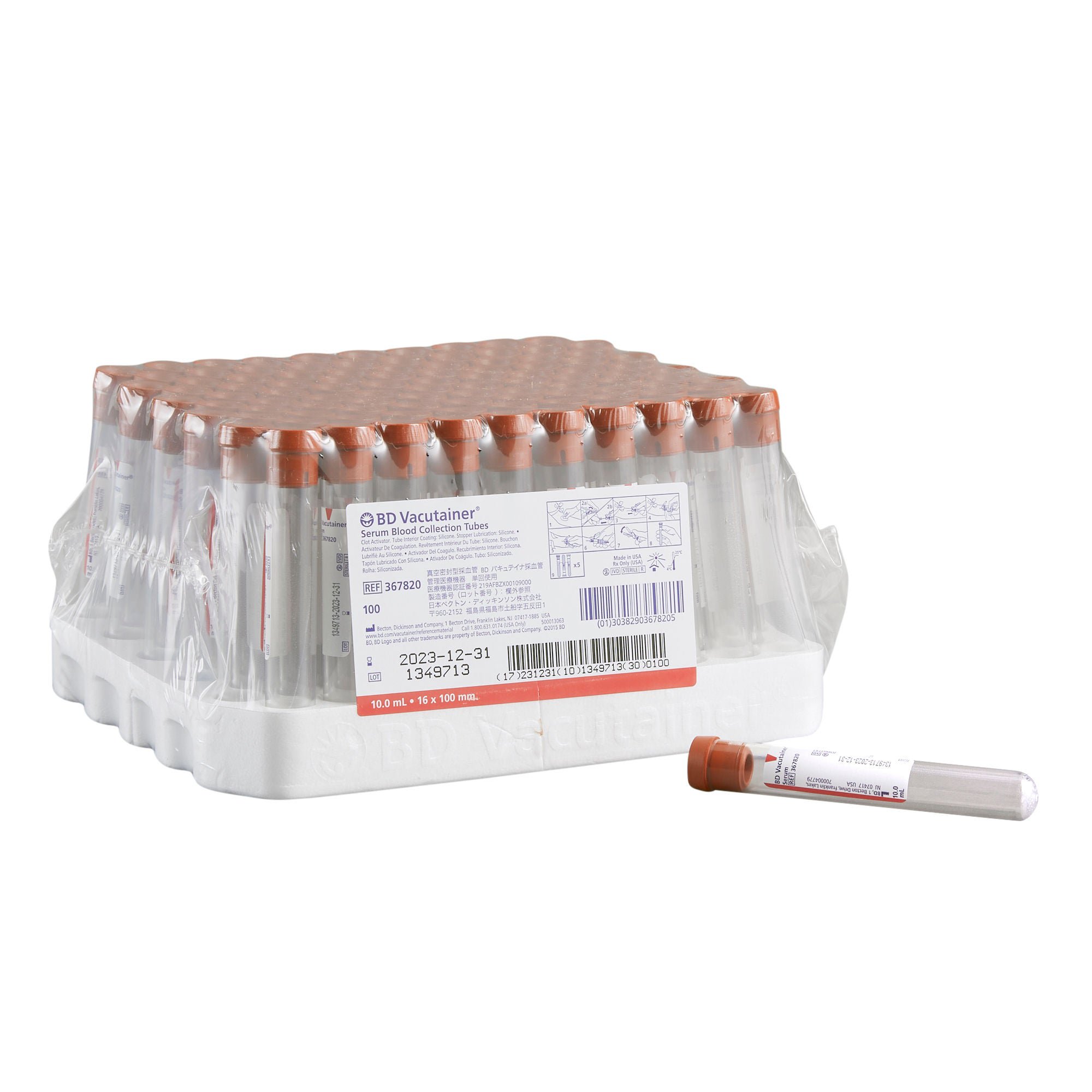 BD Vacutainer® Plus Venous Blood Collection Tube, 10 mL, 16 x 100 mm