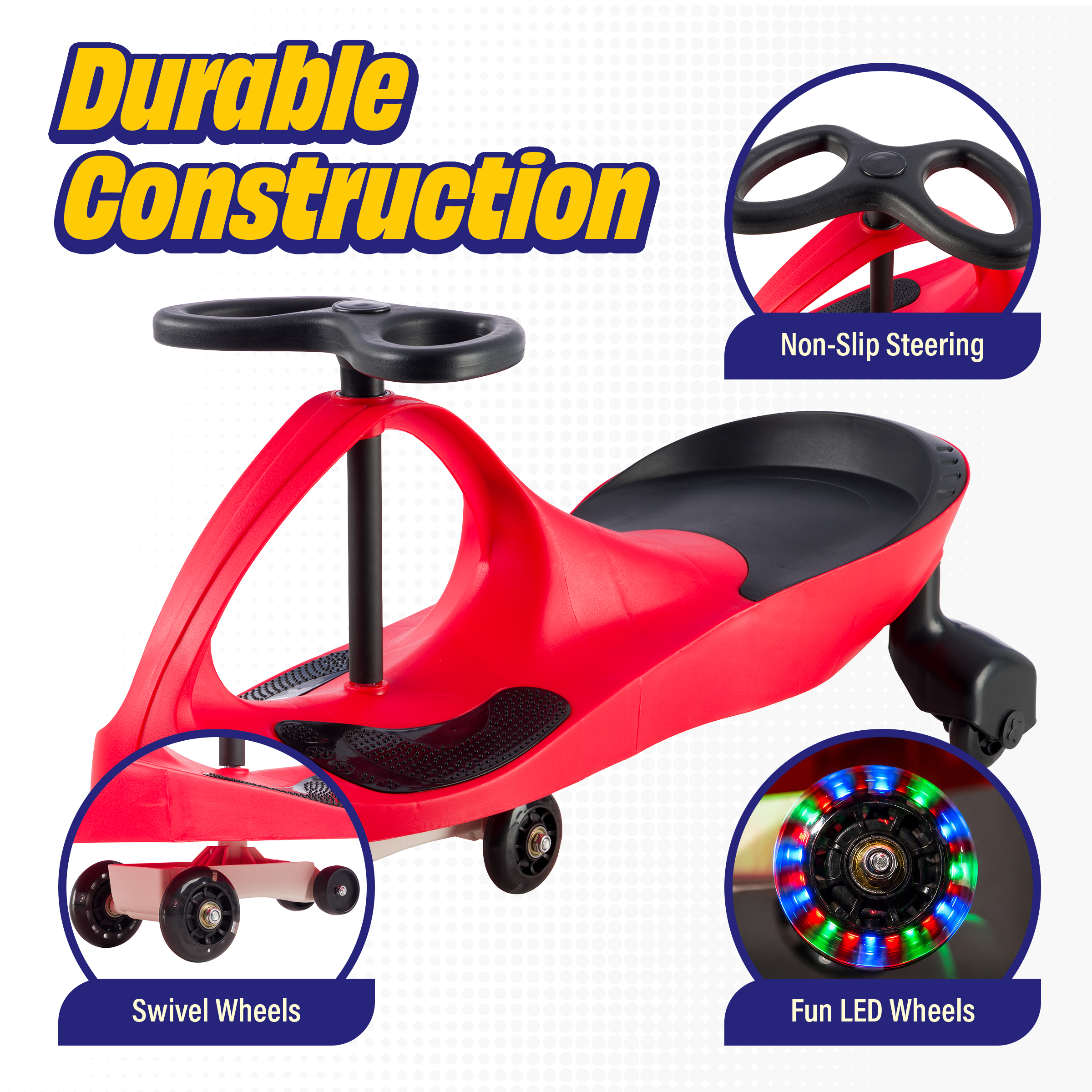 Wiggle Car for Kids Ride on Toy Toddler with LED Wheels