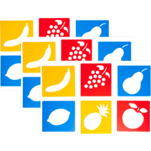 Fruit Stencils, Plastic, 6 Count, Pack of 3