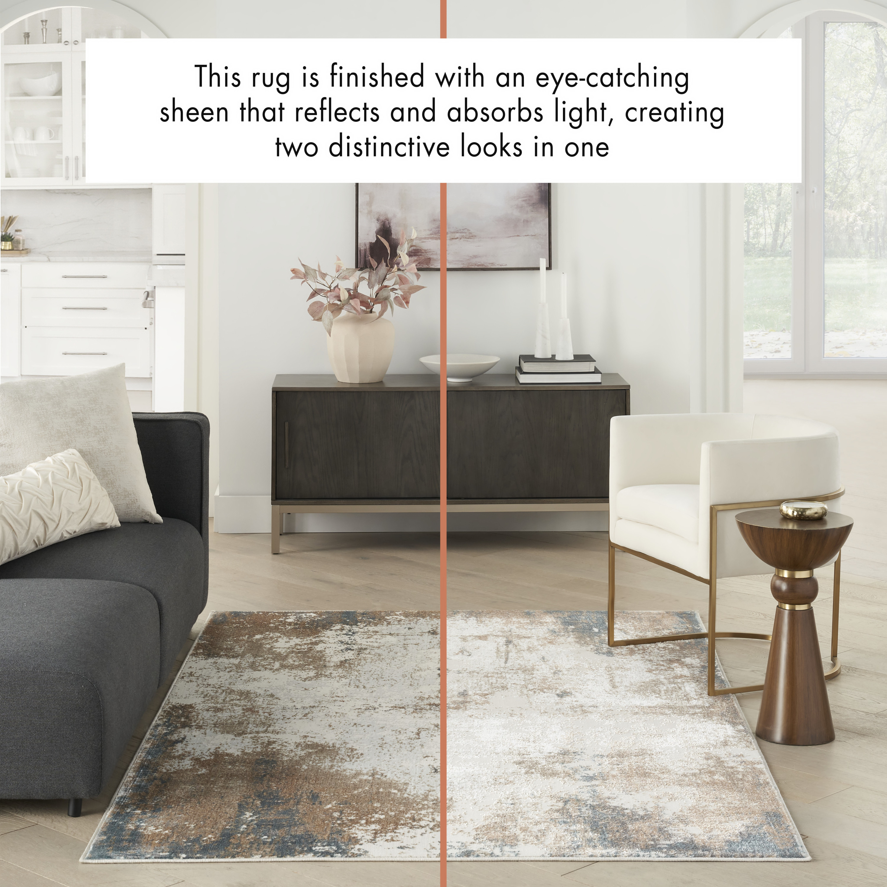Nourison Glitz 7'10" x 9'10" Taupe Multicolor Modern Indoor Rug