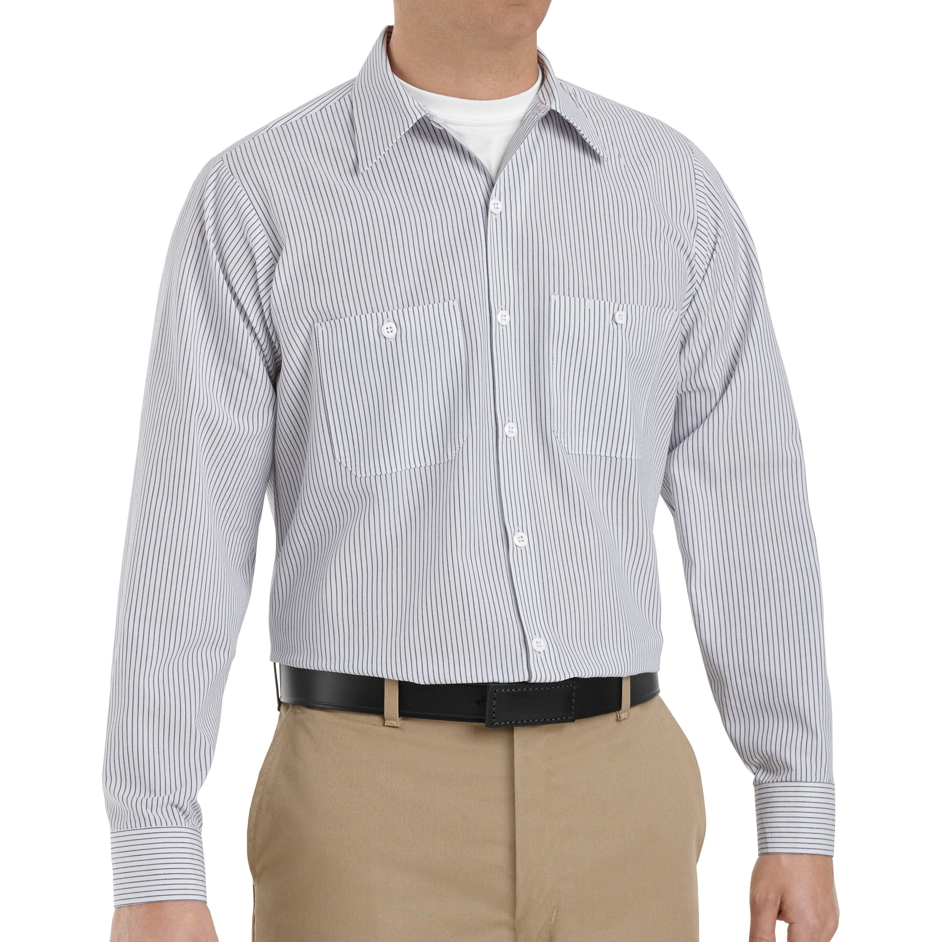 Red Kap Men's Long Sleeve Industrial Striped Work Shirt - Picture 15 of 19