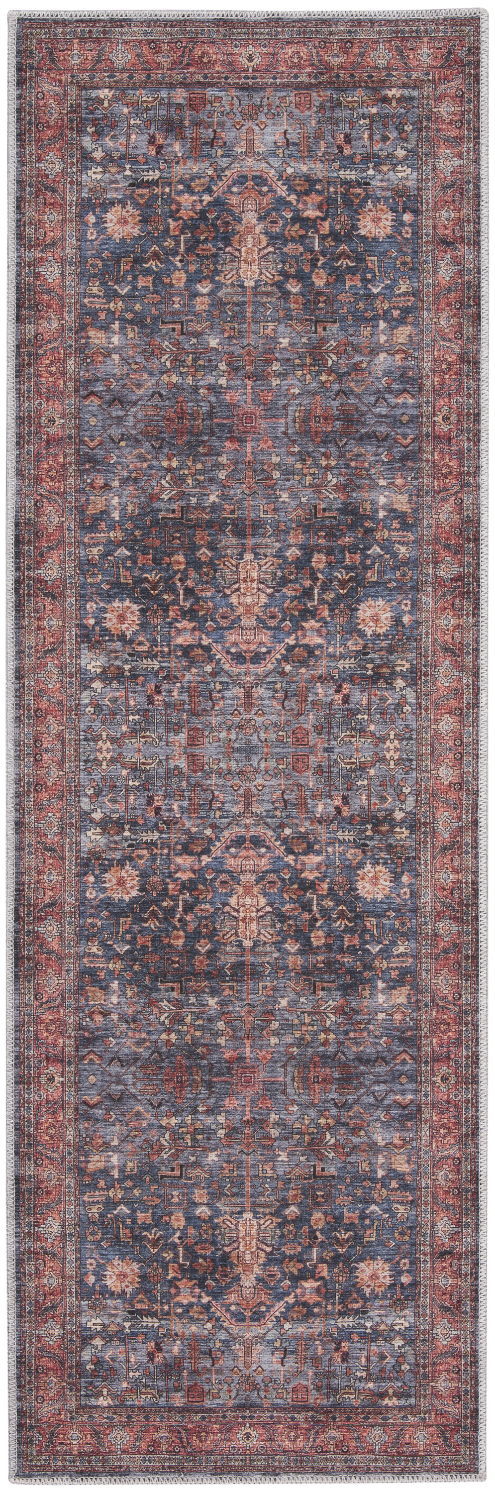 Nourison Grand Washables 2' x 6' Navy Brick Vintage Indoor Rug