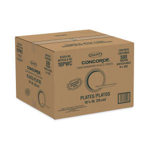 Dart, Concorde Non-Laminated Foam Plate, 10.25" dia, White