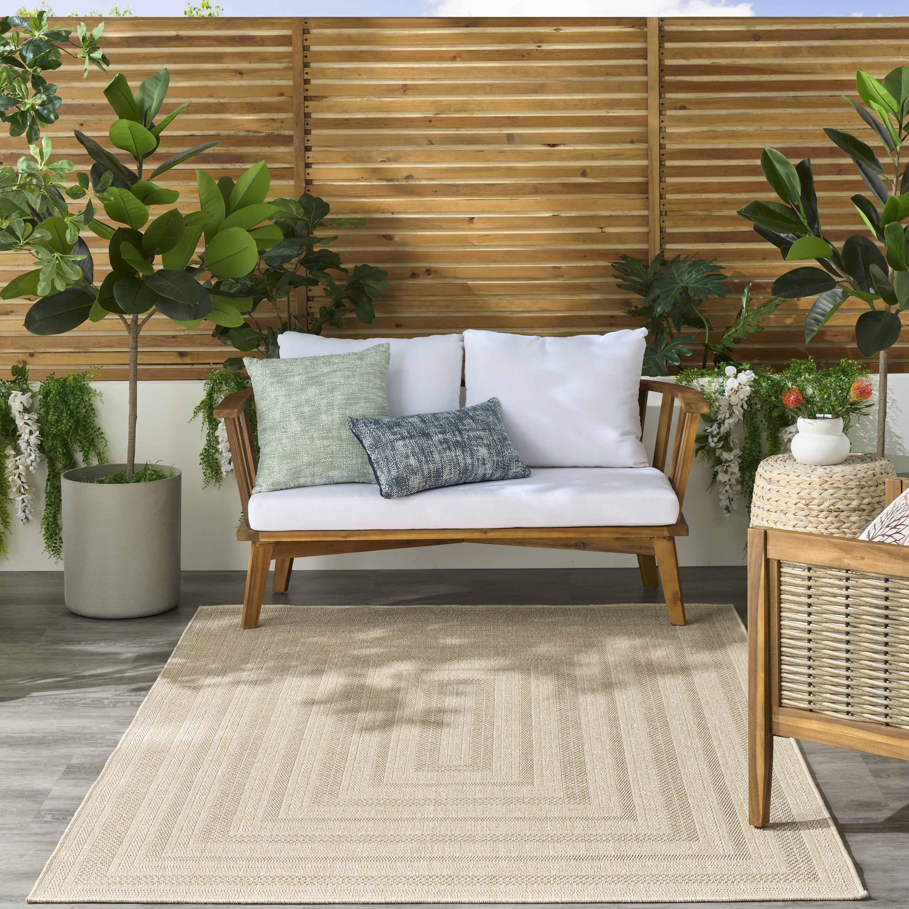 Nourison Tulum 5'3" x 7' Cream Outdoor Rug