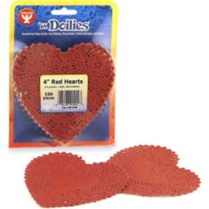 Heart Doilies, Red, 4", Pack of 100