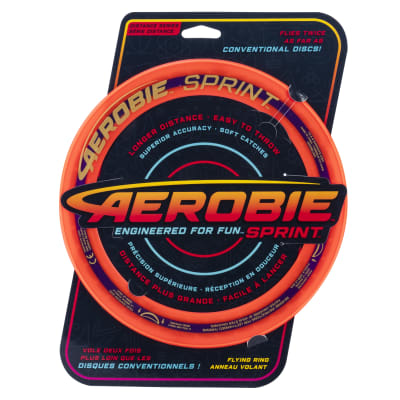 Aerobie Sprint Ring Outdoor Flying Disc, Flying Ring for Kids Parties and Backyard Games, Teen Boys Gift Ideas, Kids Toys for Ages 5 & Up, Orange, 10”