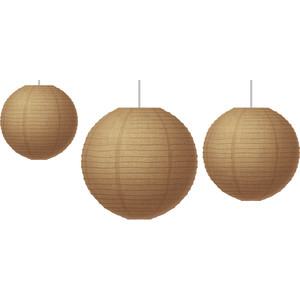 Burlap Design Paper Lanterns, Pack of 3