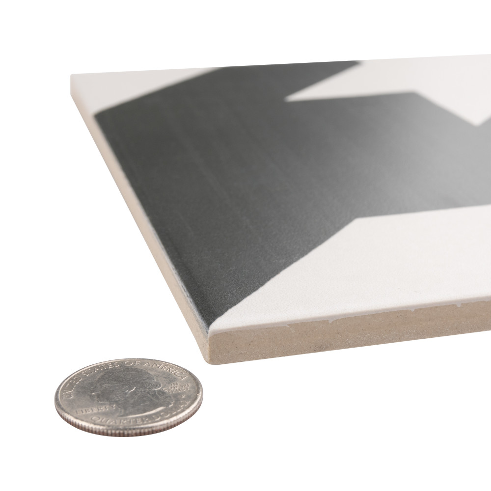 Caprice Tweed Black and White 7-7/8 in. x 7-7/8 in. Porcelain Floor and Wall Tile
