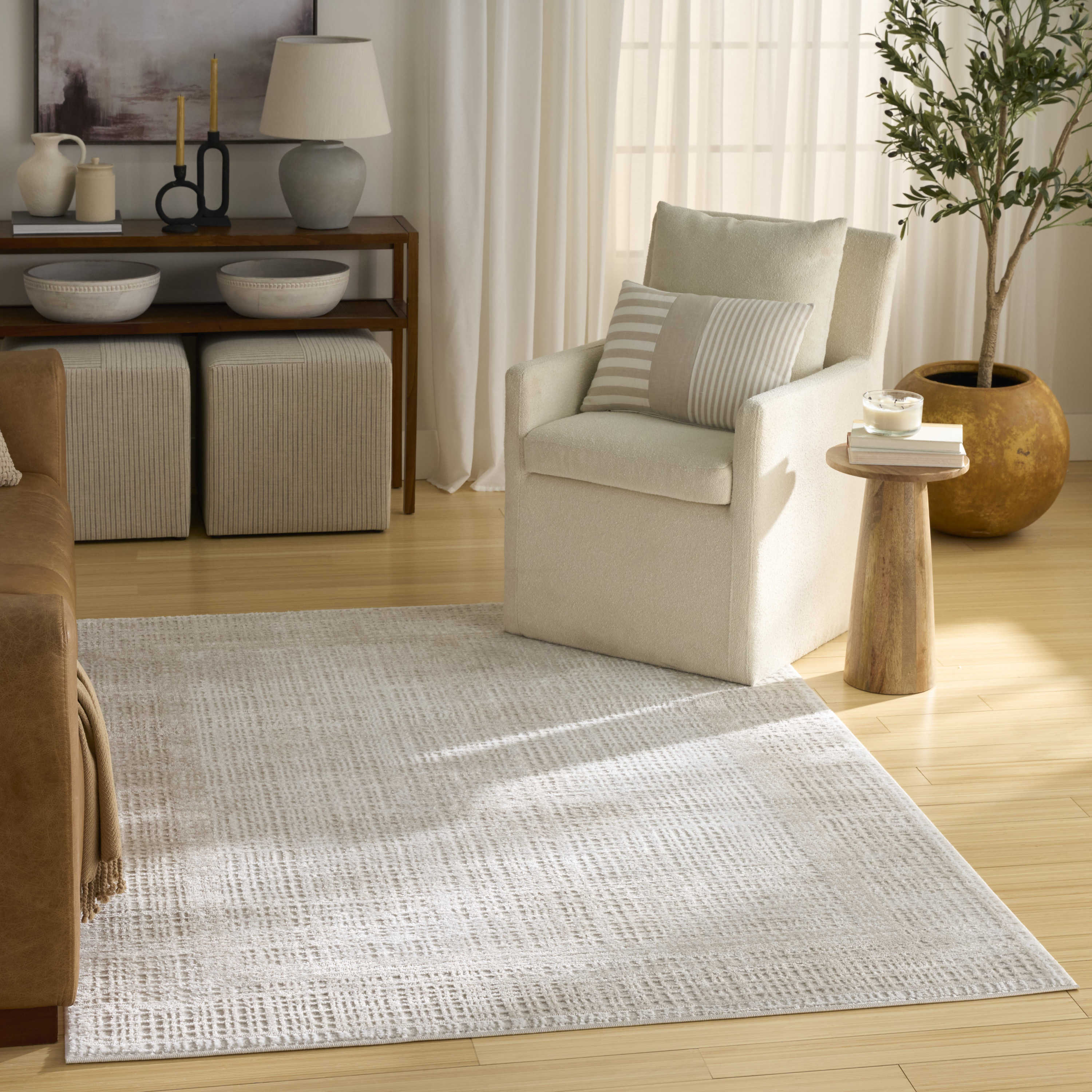 Nourison Dekor 5'3" x 7' Beige Modern Indoor Rug