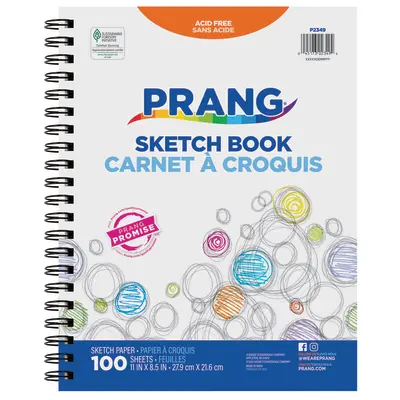 Prang (Formerly Art Street) Sketch Book, Beginner Weight, 8.5" x 11 ", 100 Sheets