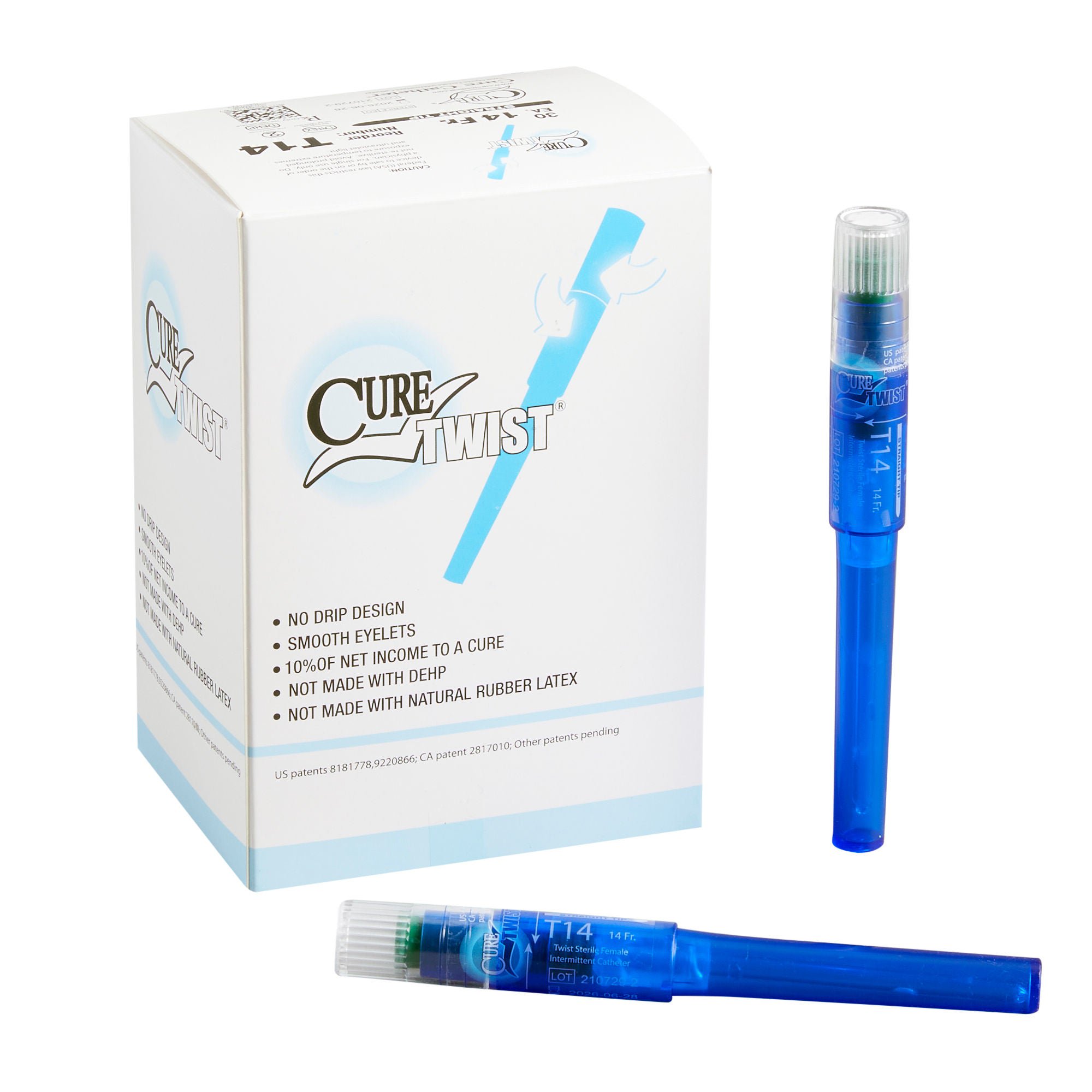 Cure Twist™ Female Intermittent Catheter, 14 Fr., Straight