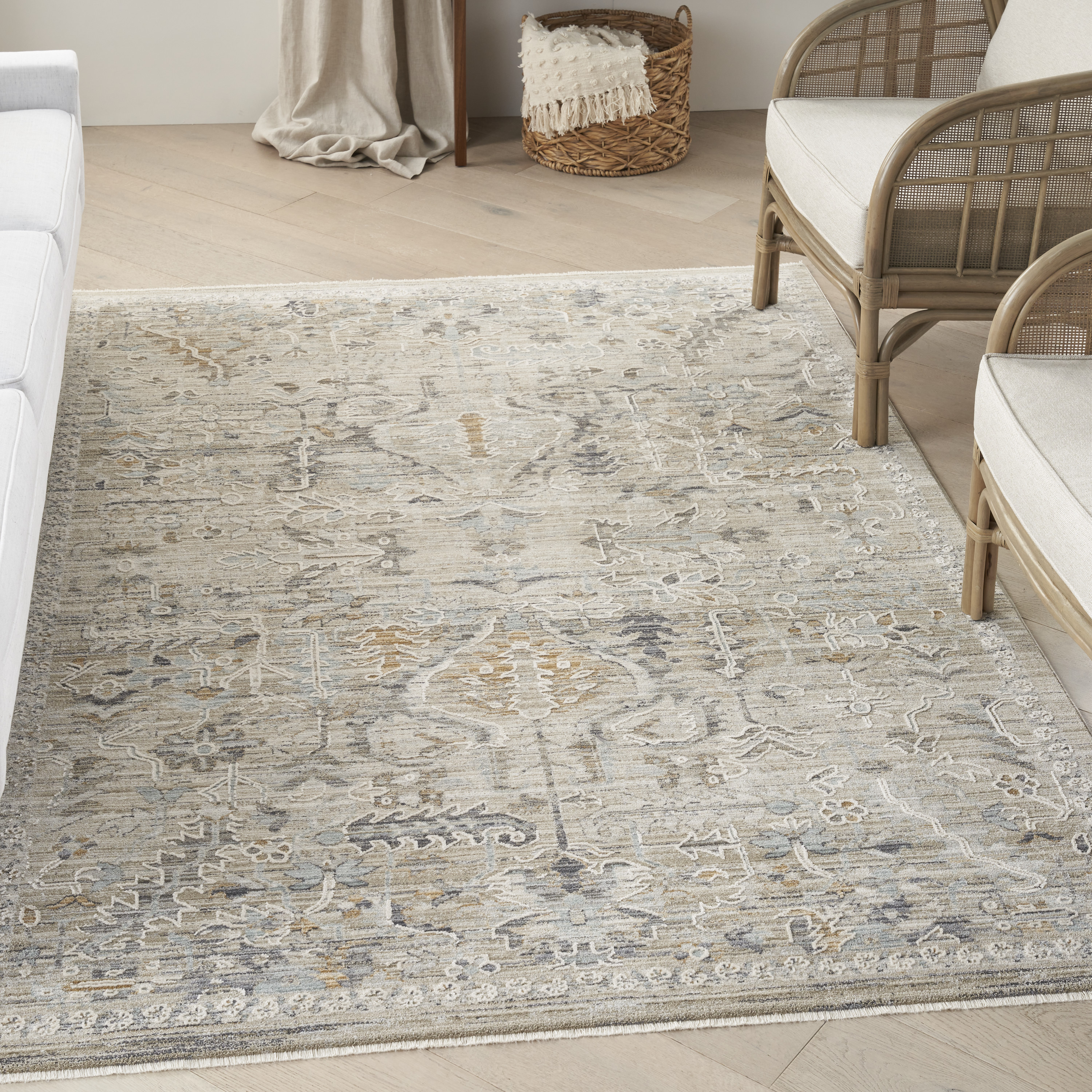 Nourison Lynx 5'3" x 7'10" Ivory Taupe Vintage Indoor Rug