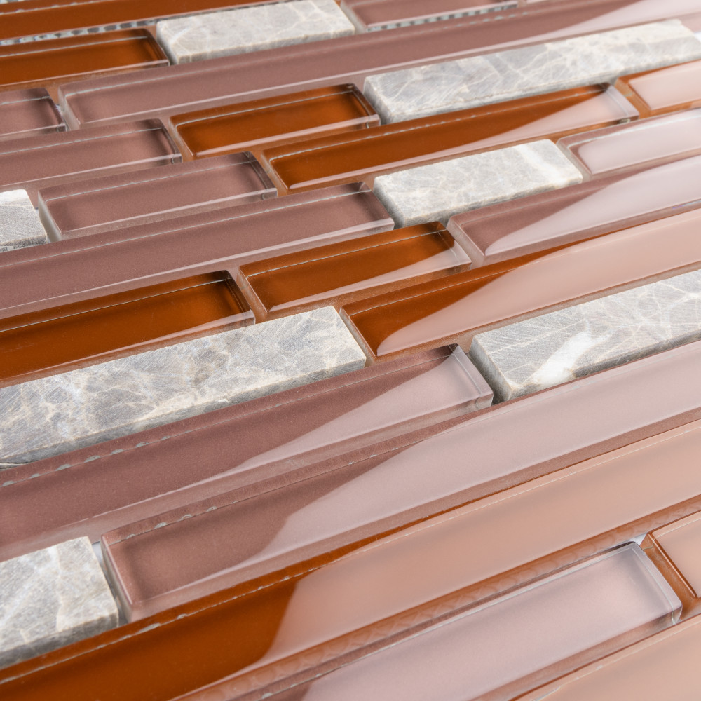 Tessera Piano Bordeaux 11-3/4 in. x 11-7/8 in. Glass Mosaic Tile