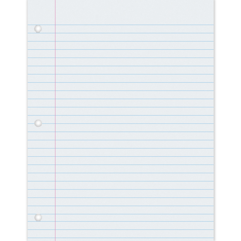 Composition Paper, White, 3-Hole Punched, Red Margin, 3/8" Ruled, 8-1/2" x 11", 500 Sheets