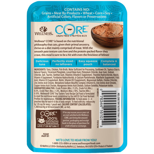Wellness CORE Tiny Tasters Tuna Pate back packaging