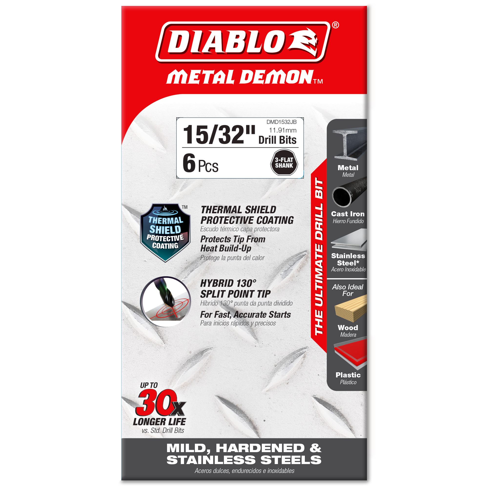Diablo 15/32 in. Metal Demon Drill Bit for Mild, Hardened and Stainless Steels in its retail packaging, ready for the job box or tool bag