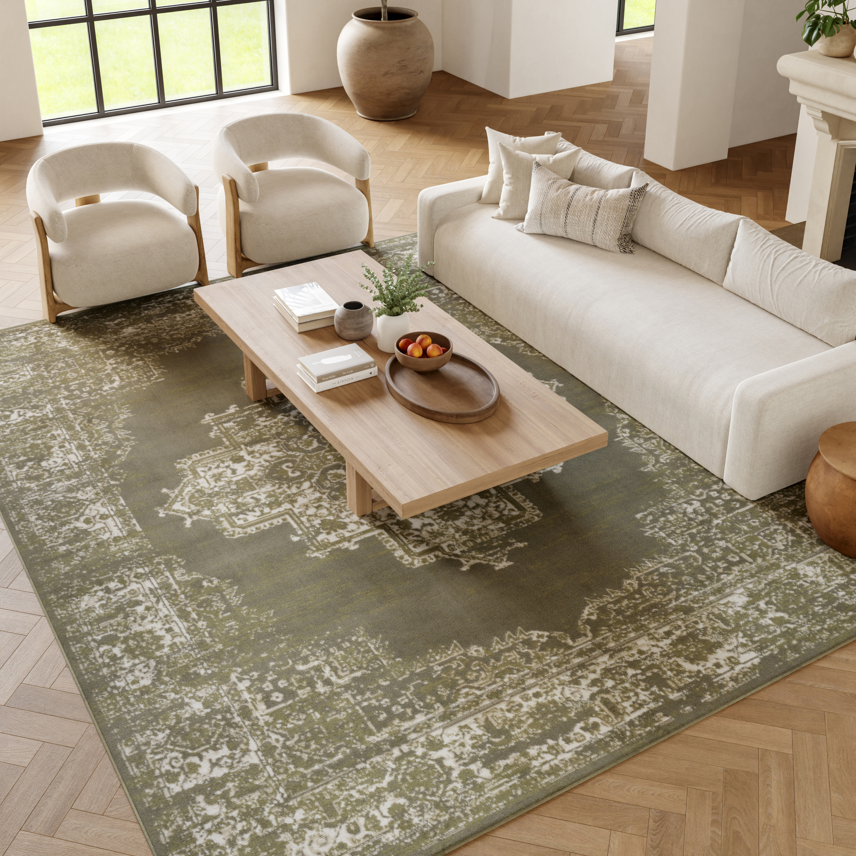 Nourison Grafix 7'10" x 9'10" Olive Vintage Indoor Rug