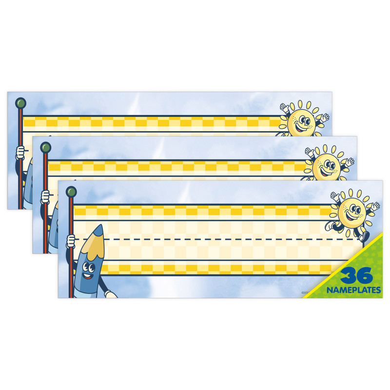 S'Cool Era Tented Name Plate, 9-5/8" x 6-1/2", 36 Per Pack, 3 Packs