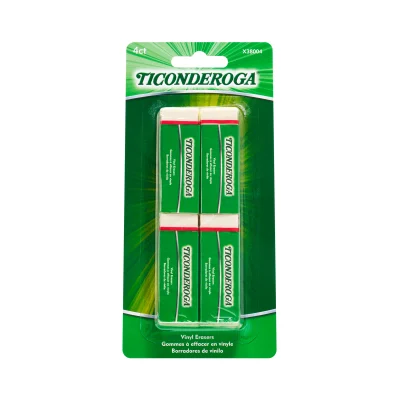 Ticonderoga Vinyl Erasers, White, 4 Count