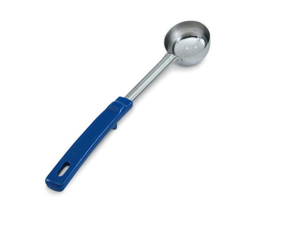 2ounce perforated round Spoodle® utensil with blue Grip ‘N Serv® handle