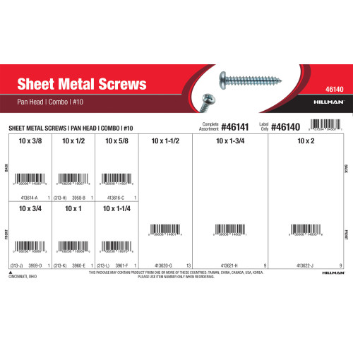 #10 Combo Pan-Head Sheet Metal Screws Assortment