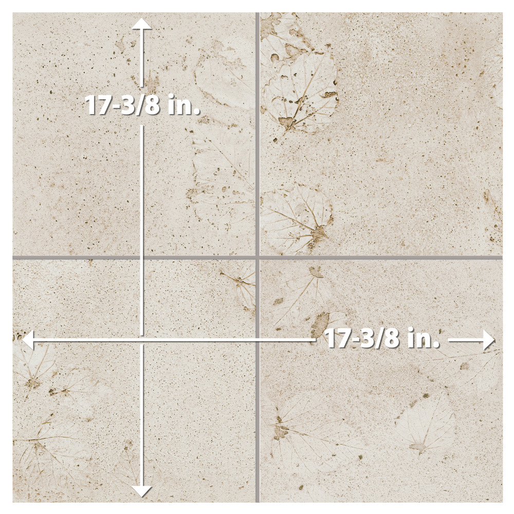 Stone Press Leaf 17-3/8 in. x 17-3/8 in. Porcelain Floor and Wall Tile