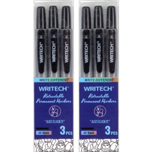 Retractable Permanent Markers, Black, Fine Point, 2 Packs