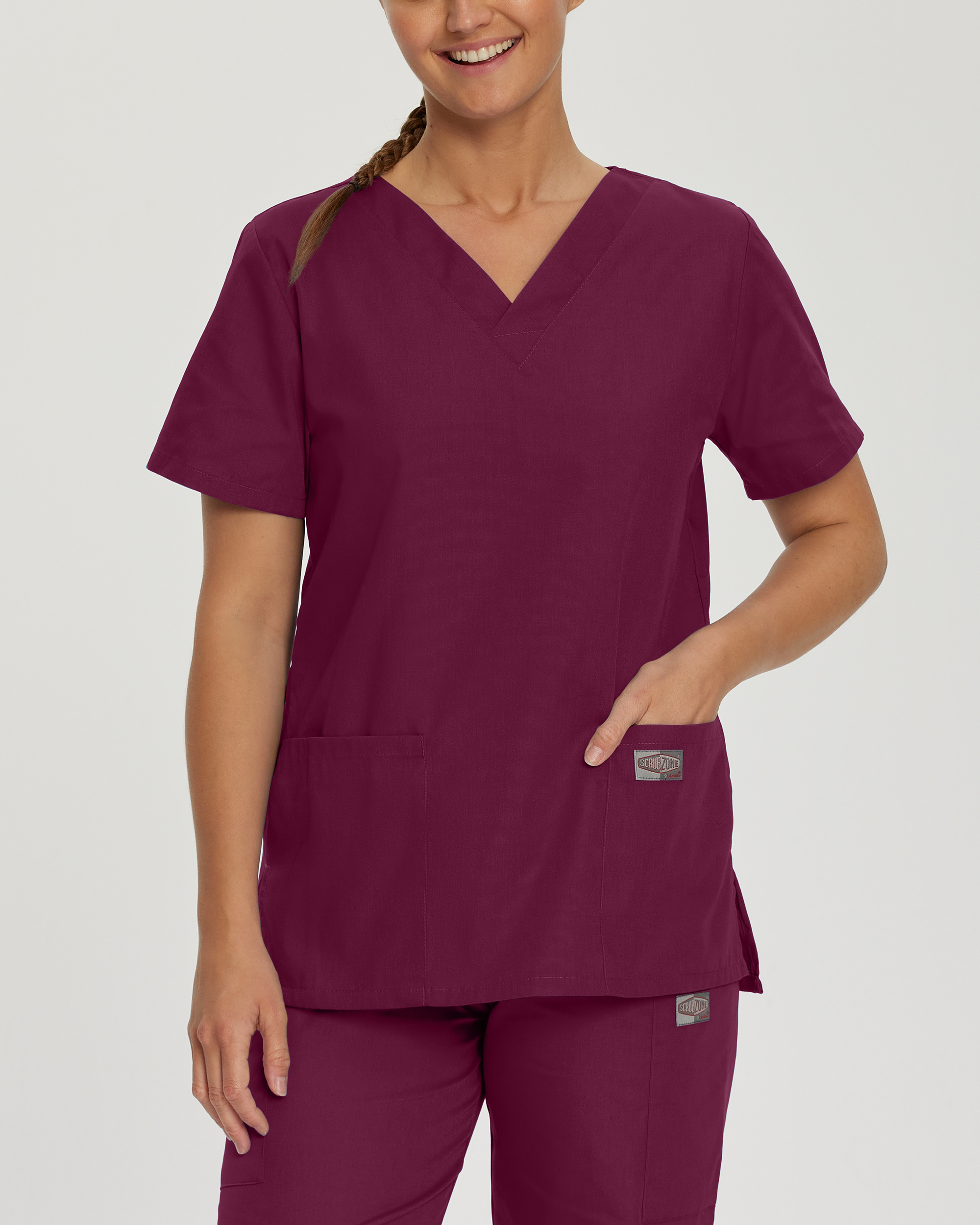 Landau Scrub Zone Women&#8216;s 3-Pocket V-Neck Scrub Top-Landau