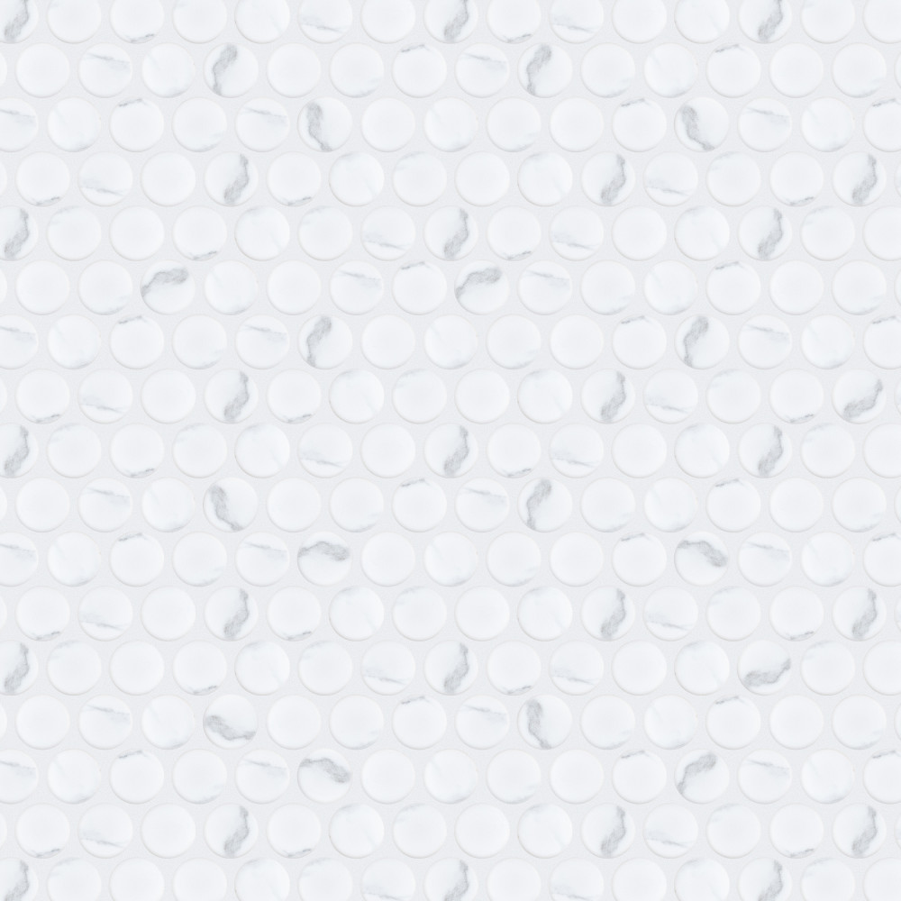 Carrione Penny Matte Carrara 9.75x11.5 Round Porcelain Floor and Wall Digital Pattern