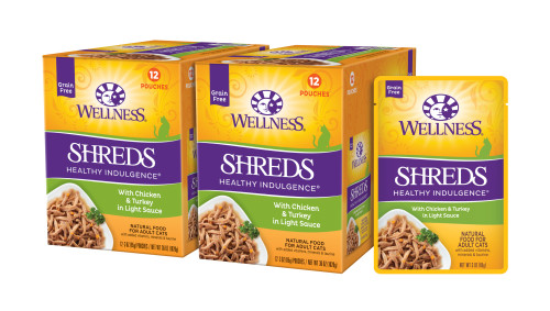 Wellness Complete Health Healthy Indulgence Shreds Chicken & Turkey Front packaging