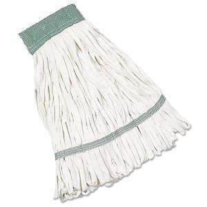 NSN7920015133303, AbilityOne®, SKILCRAFT, Rough-N-Ready Knitted Fleece Cotton/Polyester Blend Looped-End Wet Mop Head with 5.25" Headband, Medium, White