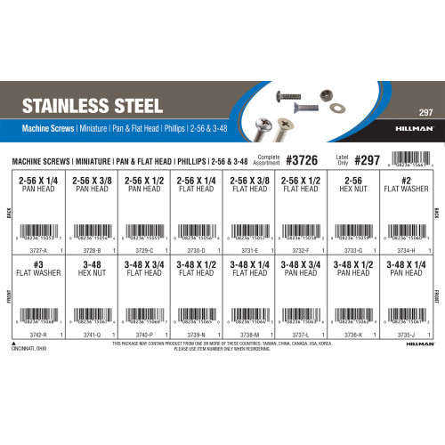 Stainless Steel Pan & Flat Phillips Mini Machine Screws Assortment (#2-56 & #3-48 Thread)