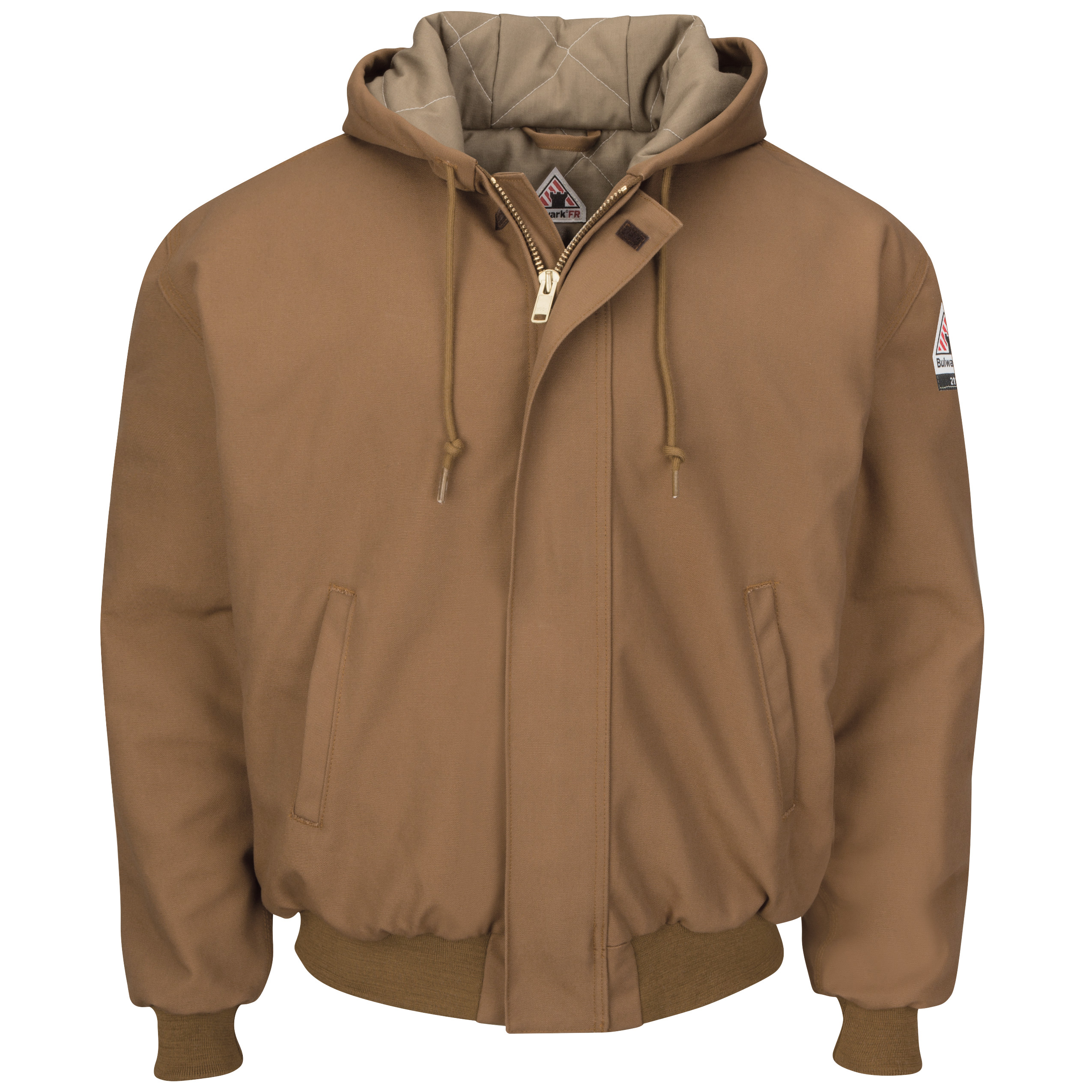 Men‘s Heavyweight FR Insulated Brown Duck Hooded Jacket-Bulwark