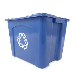 Rubbermaid Commercial, Recycling Bin, 14gal, Resin, Blue, Rectangle, Receptacle