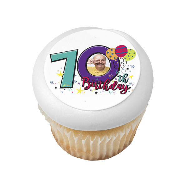 Happy 70th Birthday PhotoCake® Edible Image® Frame