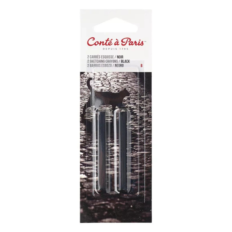 Carrés Esquisse Sketching Pastel Crayons, Black B, Pack of 2