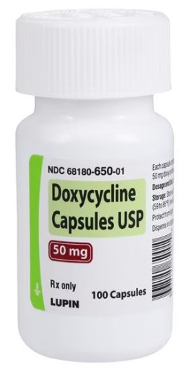 Doxycycline Monohydrate Capsules 50mg Bottle -100/Bottle