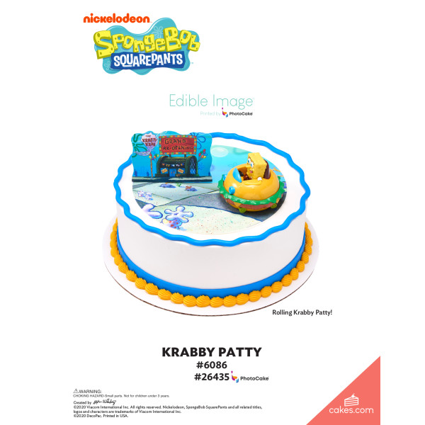SpongeBob SquarePants Krabby Patty The Magic of Cakes® PhotoCake® Enhanced Round Background Page