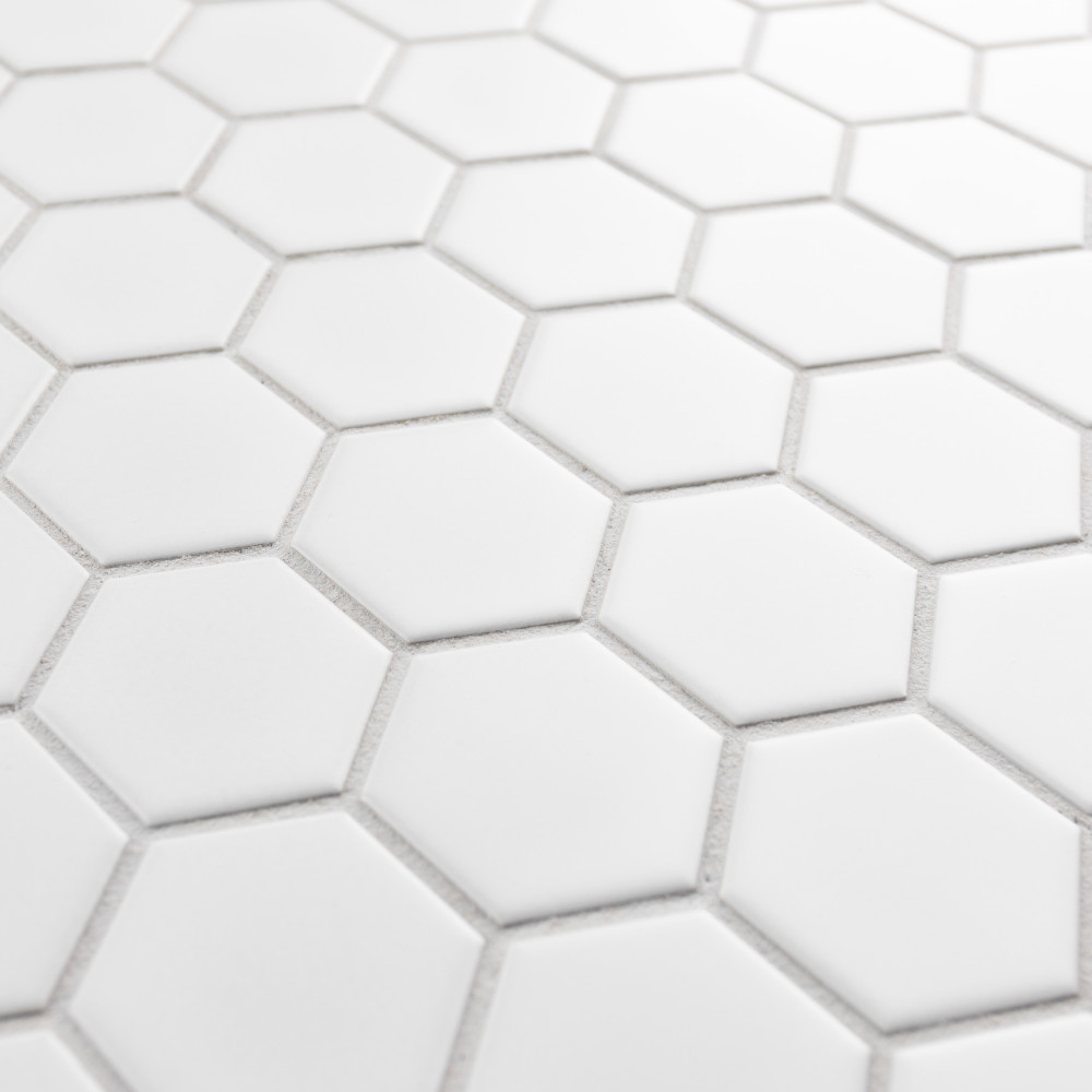 Metro 2″ Hex Matte White 11-1/8 in. x 12-5/8 in. Porcelain Mosaic Tile