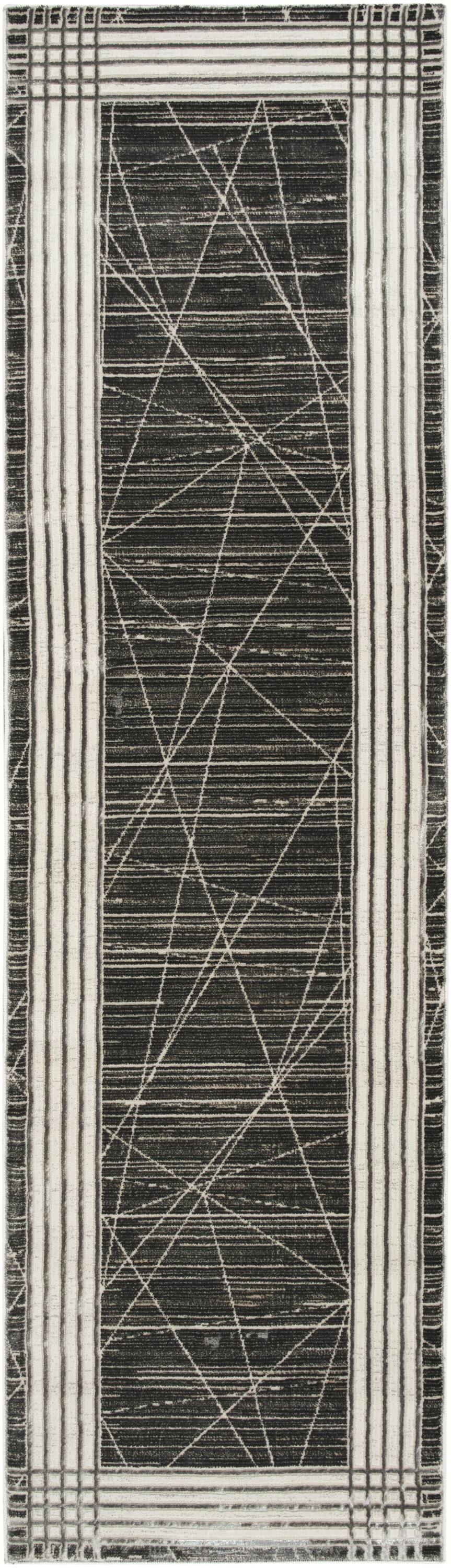 Nourison Desire 2'3" x 7'6" Charcoal Silver Modern Indoor Rug