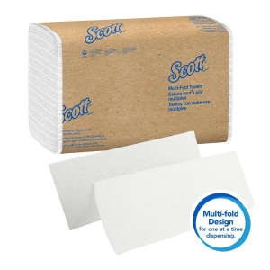 KIM01804, Kimberly Clark, Scott Essential, Folded Towel, Multifold, 1 ply, White