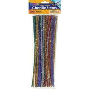 Jumbo Sparkle Stems, Assorted Colors, 12" x 6 mm, 100 Pieces